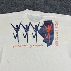 Vintage University of Illinois T-Shirt Mens Large White SportsmanshipGraphicTee